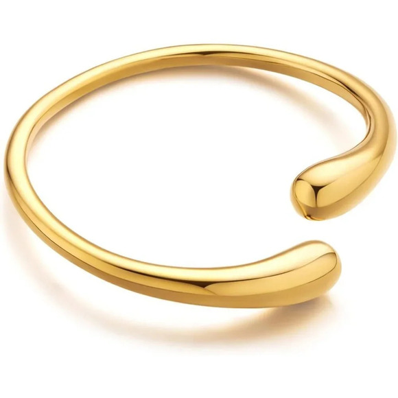 Women Gold  Plated Chunky Open Cuff Bangle Bracelets Minimalist Gold Bracelets - Picture 1 of 6